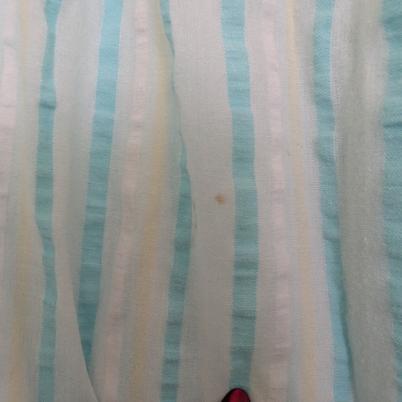 Vintage Croft And Barrow GreenBlue Striped Button-Up Nightiewith Embroidery 1x - Picture 5 of 9